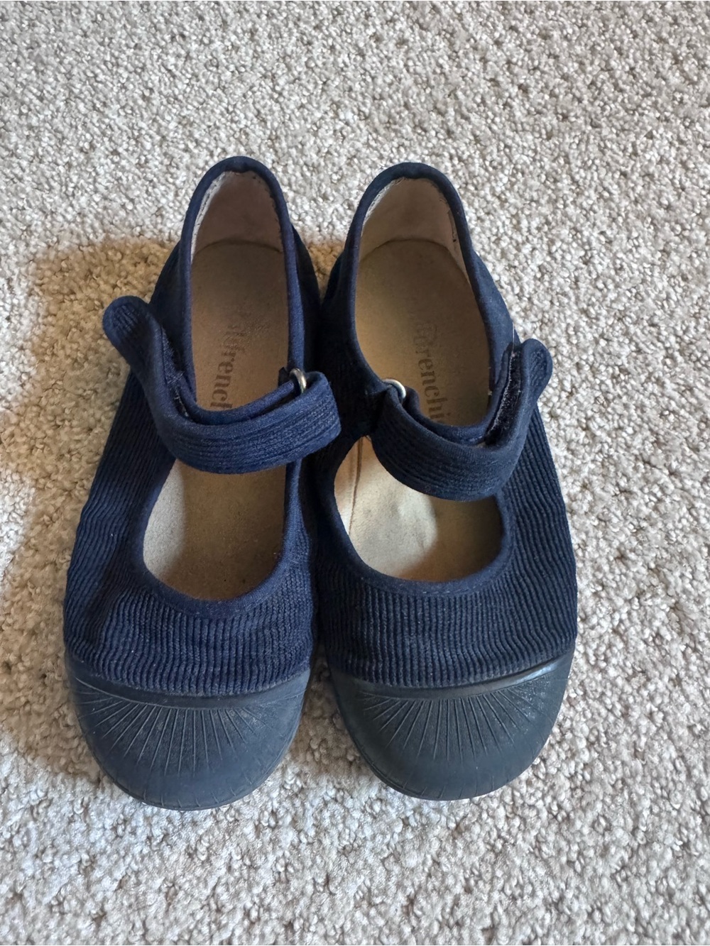 Girls Navy Corduroy Mary Jane Dress Shoes with Strap